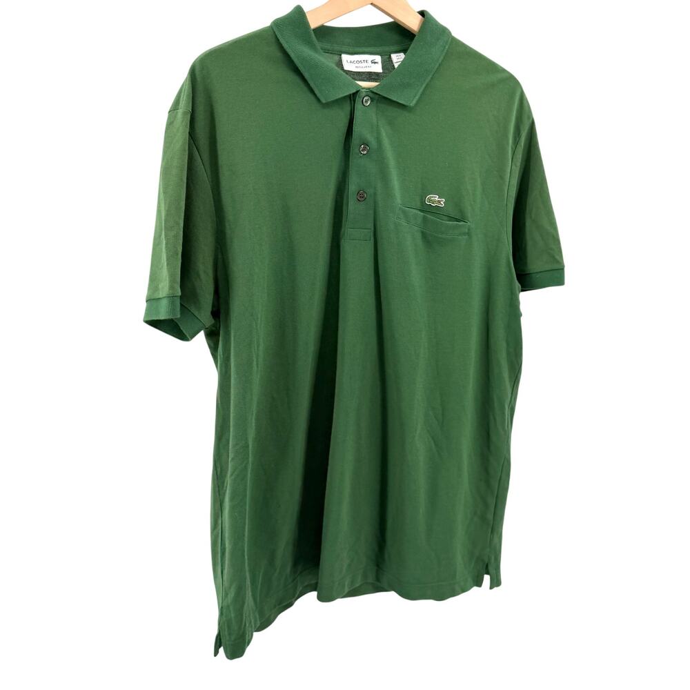 Lacoste Green 100% Cotton Pique Patch Pocket Regular Fit Polo Shirt
